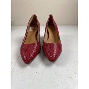 Corso Como Red Faux Snakeskin Pointed Toe Block Heels - Size 9.5
